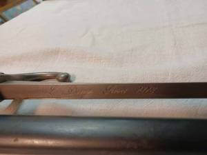 lot 172 image: 19th Century French Bayonet Inscribed L. Deny Paris 1878 with Original Metal Scabbard