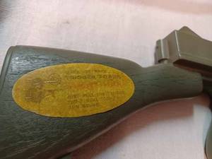 lot 192 image: 1973 Marx 2225A Trigger Power Plastic Tommy Gun - has Red Tape around the end of the barrel