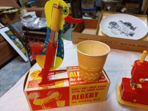 lot 231 image: Albert the Drinking Duck In Original Box, Vintage Neechi Super Nova Working Plastic Toy Sewing Machine