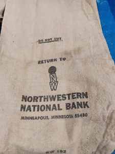 lot 240 image: Two Vintage Canvas Change Bags 1-From Liberty State Bank St. Paul and 1-From Northwestern National Bank Mpls.