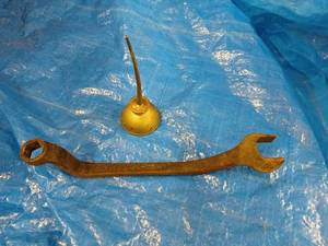 lot 242 image: Ford Script Model A Wrench, Sewing Machine Oil Can, and a Fire Hydrant Wrench
