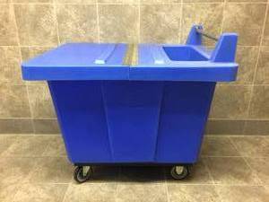 MSRP $600 Bayhead Products 600 Lb Load Capacity, 10 Bushels, Blue Polyethylene Poly Truck - 29 Wide x 38 Long x 25 High WBlue Polyethylene Janitorial Style Lid (with lid dimensions are slightly bigger)&nbsp- Excellent Condition