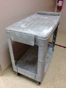 Rubbermaid Mobile Trolley Utility 2 Tier Cart - Sturdy Needs Cleanup