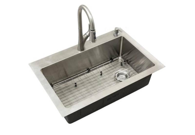 lot 3 image: Glacier Bay All-in-One Drop-in Undermount Stainless Steel Hole Single Bowl Kitchen Sink with Faucet