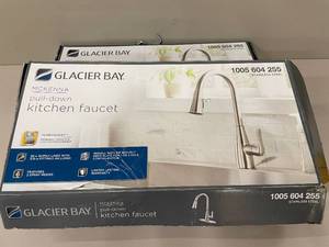 lot 8 image: Lot of Glacier Bay McKenna Single-Handle Pull-Down Sprayer Kitchen Faucets in Stainless Steel with TurboSpray and FastMount