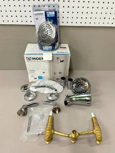 lot 15 image: MOEN Adler 2-Handle 1-Spray Tub and Shower Faucet in Chrome (Valve Included)  BONUS Showerhead