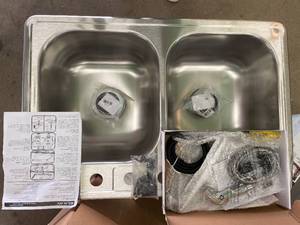 lot 21 image: Elkay All-in-One Drop-In Stainless Steel 33 in. Kitchen Sink Kit w Faucet