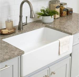 lot 4 image: Sinkology&nbspBradstreet Farmhouse Apron Front Fireclay 30 in. Single Bowl Kitchen Sink in Crisp White