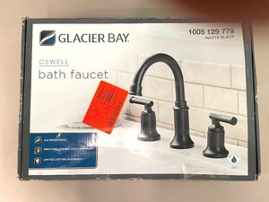 lot 50 image: Glacier Bay Oswell 8 in. Widespread 2-Handle High-Arc Bathroom Faucet in Matte Black