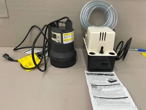 lot 65 image: Little Giant VCMA-20ULST 115-Volt Condensate Removal Pump and Everbilt 16 HP Utility Pump