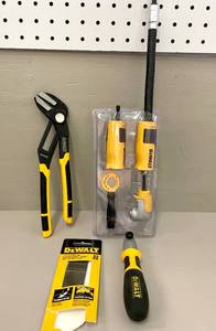 lot 28 image: DEWALT Handtools-Modular Right Angle Attachment Set  Wrench and Pull Saw