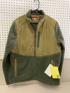lot 107 image: Mens Olive Green Sherpa Lined Zip Front Jacket Size L