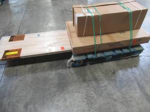 UNTOUCHED WHOLESALE PALLET CONTAINING 98 x 25 UNFINISHED BUTCHER BLOCK, KITCHEN WALL CABINET AND MORE
