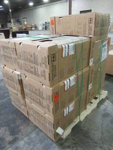UNTOUCHED WHOLESALE PALLET CONTAINING 7 KITCHEN WALL CABINETS (UNFINISHED) AND FREEMONT 32 VANITY CABINET IN WHITE