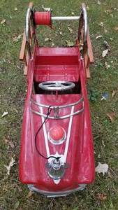 lot 102 image: Retro Style Fire Engine No. 9 Hook and Ladder Truck Pedal Car Toy