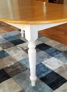 lot 426 image: Farmhouse Maple Kitchen Table with White Legs
