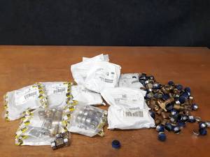 lot 304 image: Huge Lot of VIEGA 34 PureFlow PEX Press Brass Fittings