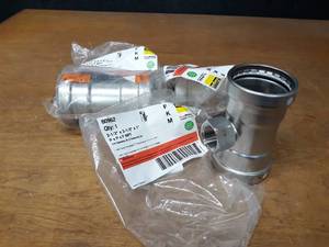 lot 323 image: Lot of (3) VIEGA 316 Stainless Steel ProPress XL   2-12 Press x 2-12 Press x 1 FNPT