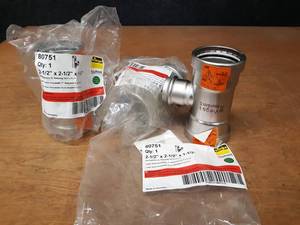 lot 327 image: Lot of (3) VIEGA 316 Stainless Steel ProPress XL   2-12  x 2-12  x 1-12 Reducing Tees
