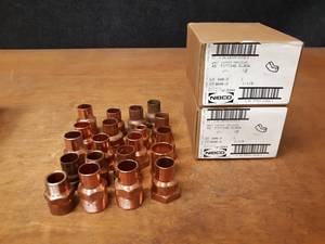 lot 337 image: Lot of (20) NIBCO 1 FTG x C Copper Pipe 45° Elbows and (20) Assorted Pipe the NPT Fittings