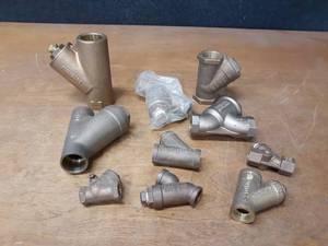 lot 433 image: Lot of (10) Brass Boiler Strainers 12 up to 1-12