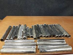 lot 497 image: Lot of (28) 1-12 Chrome Plated Brass Drain Tubes