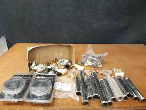 lot 500 image: Large Lot of Brass Fittings, 1-14 Chrome Plated Brass Drain Tubes, Sink Basket Strainers and More
