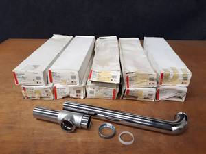 lot 514 image: Lot of (10) Chrome Plated Brass End Outlet Waste Slip Pipes 1-12 x 16