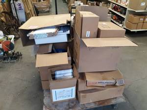 lot 569 image: PALLET LOT - Blue AK Duct Straps and Sealant (Up to 20 Diameter), Filters, Line Duct and More
