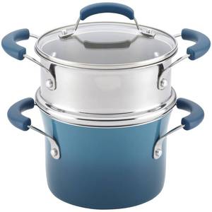 Rachael Ray 3-Qt. Nonstick Hard Enamel Sauce Pot with Steamer Insert - Marine Blue Gradient