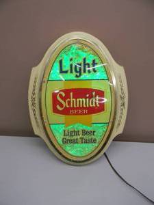 lot 6 image: VINTAGE SCHMIDT BEER BAR LIGHT - WORKS - APPROX 15 BY 19 - SEE PICTURES