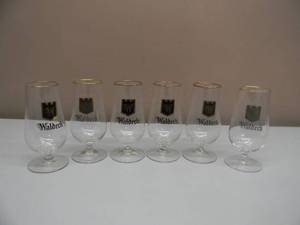 lot 15 image: VINTAGE GOLD RIM WALDECH BEER PILSNER STEM GLASSES - Hamms Brewing Co St Paul MN 6 Tall - SET OF 6 - NICE SET - SEE PICTURES