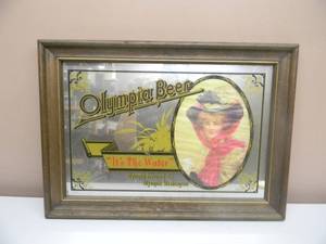 lot 17 image: VINTAGE OLYMPIA BEER BAR SIGNMIRROR - NICE - APPROX 22 BY 15 - SEE PICTURES