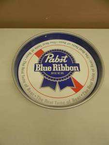 lot 37 image: VINTAGE 1984 PABST BLUE RIBBON BEER TRAY - NICE - APPROX 13 - SEE PICTURES