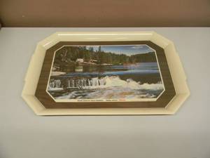 lot 38 image: VINTAGE WAVERLY PRODUCTS HAMMS BEER TRAY - Hamms Beer Tray Canoe River Waterfall - APPROX 20 x 14 Thick Plastic - SEE PICTURES