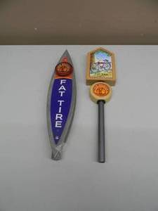 lot 59 image: 2 FAT TIRE TAP HANDLES - AMBER ALE & NEW BELGIUM - SEE PICTURES