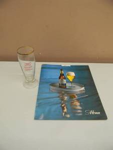 lot 67 image: VINTAGE HAMMS DRAFT BEER TAPPER GLASS WITH 2 VINTAGE HAMMS BEER MENU COVERS - NICE SET - SEE PICTURES