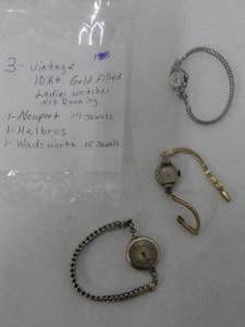 3 - Vintage 10kt Gold Filled Ladies Watches No Running