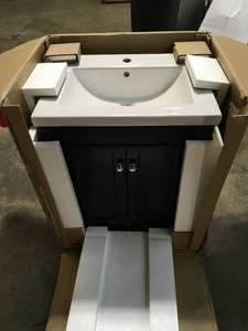 24 Vanity in. Bath Vanity in Espresso with Ceramic Top in White with White Basin by Unbranded