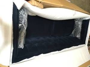 Jack 84 Tufted Tuxedo Sofa Double Cushion Dark Navy Blue