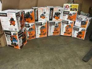 Lot of 12 Ridgid WetDry Vacs No checked or Reviewed Customer Returns See Pictures