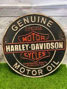 lot 44 image: Harley-Davidson Heavy Cast Iron Plaque  Sign 9  Wide