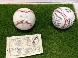 lot 78 image: Clint Barnes Signed Baseball & Twins