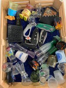 lot 106 image: Shot Glasses, Wallet, Knives