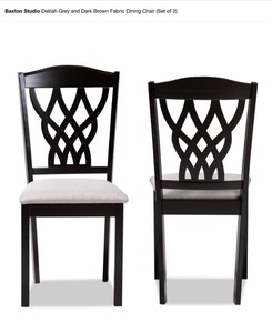 Baxton Studio Delilah Grey and Dark Brown Fabric Dining Chair (Set of 2). See Pictures
