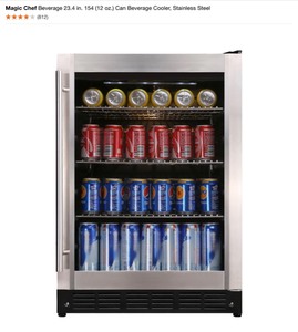 Magic Chef Beverage 23.4 in. 154 (12 oz.) Can Beverage Cooler, Stainless Steel. See Pictures