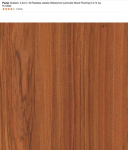 Pergo Outlast 5.23 in. W Paradise Jatoba Waterproof Laminate Wood Flooring (13.74 sq. ft.case). See Pictures