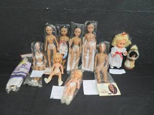 lot 72 image: VINTAGE SET OF COLLECTABLE DOLLS- MOST NEW IN BAG- (11 TOTAL)