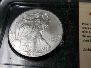 2001 AMERICAN SILVER EAGLE 1 TROY OZ. .999 FINE SILVER SEALED