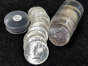 BU ROLL OF 1964 KENNEDY SILVER HALF DOLLARS 20 COINS